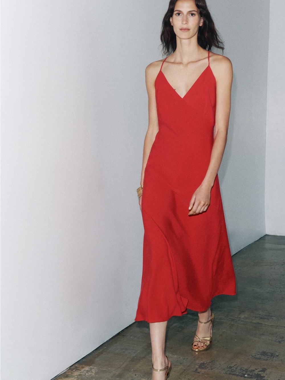 Zara NWT ZW COLLECTION Camisole Maxi Slip Red Dress Spaghetti Strap Quiet Luxury - Picture 4 of 16